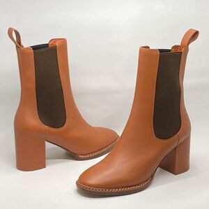 Ulla Johnson Taryn 70MM Leather Chelsea Booties size 38.5